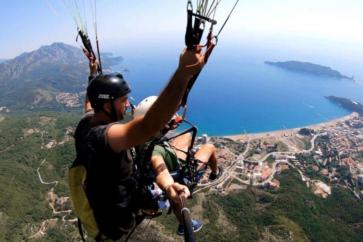 Paragliding Budva, gorgeous view on sea and Budva town