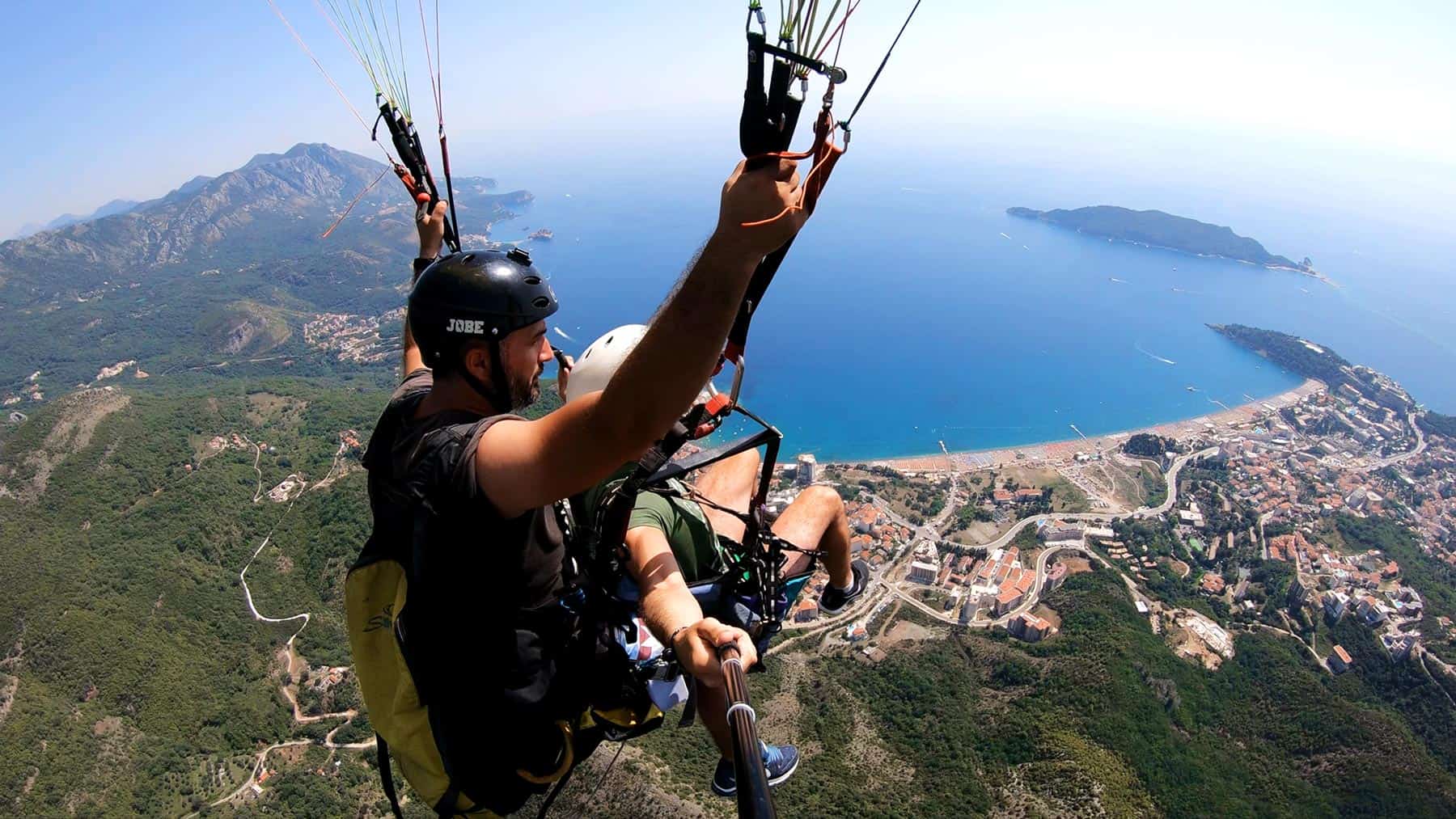 Paragliding Budva, gorgeous view on sea and Budva town