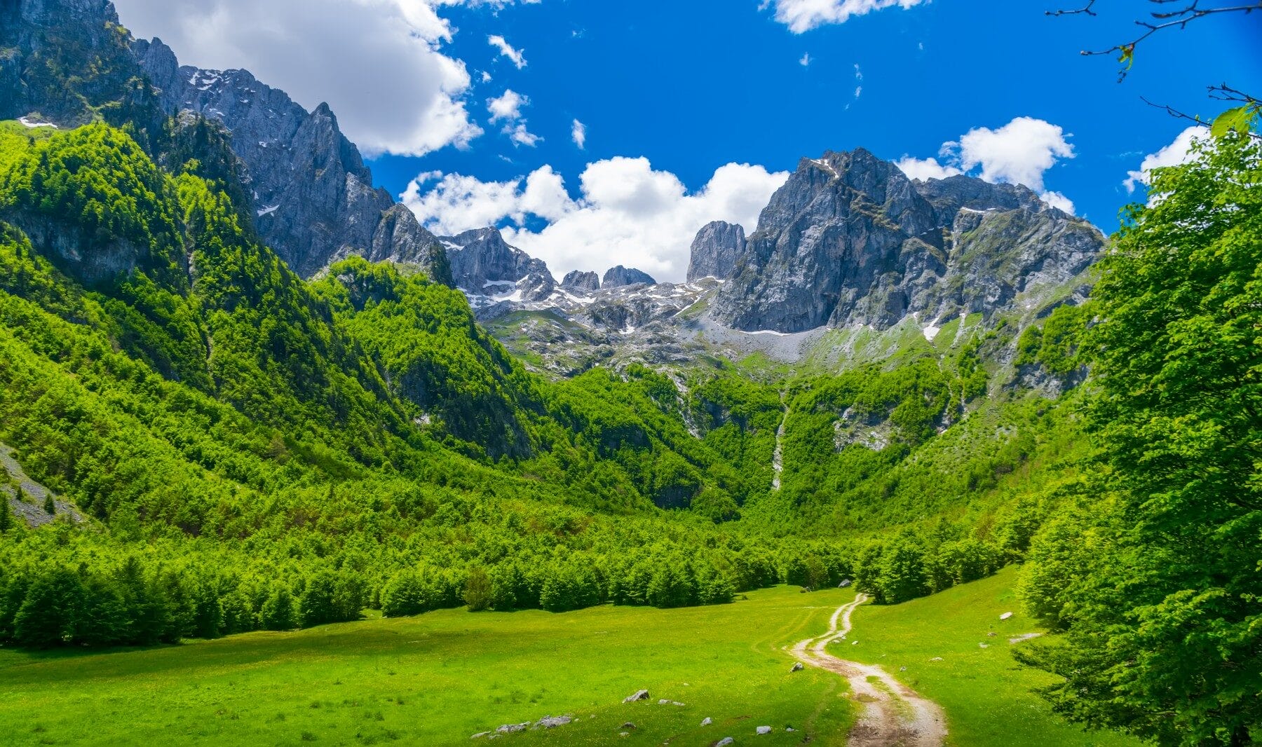 Road to the impressive peaks of Prokletije Mountain Montenegro