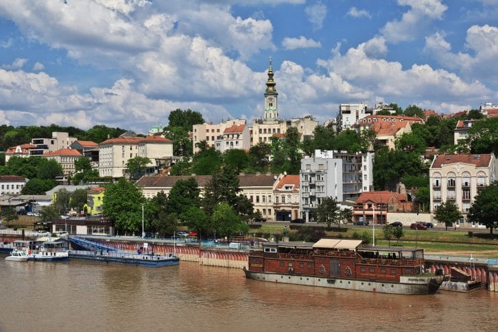 Panoramic view of Belgrade River Sava Belgrade Serbia