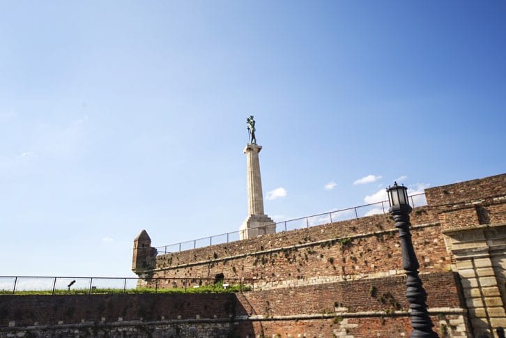 Symbol of Belgrade Victor monument Kalemgdan fortress Belgrade Serbia