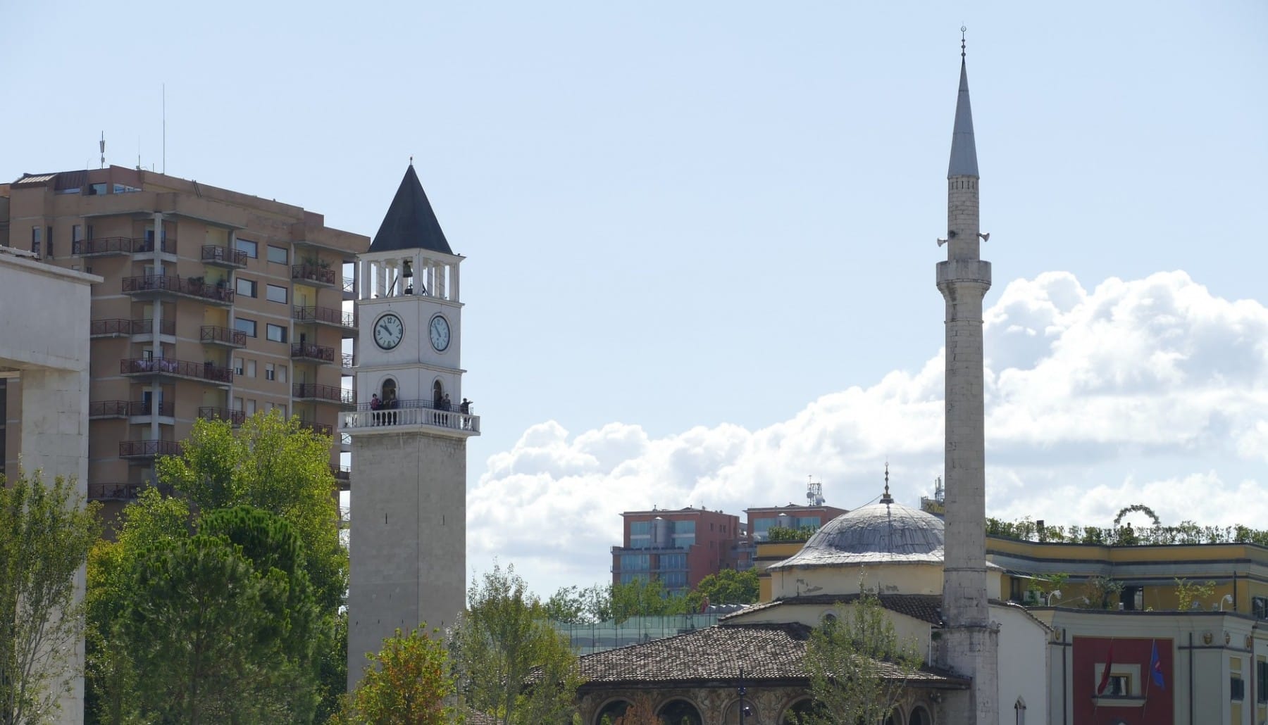 Clock tower and Et'hem bey mosque in Tirana Albania