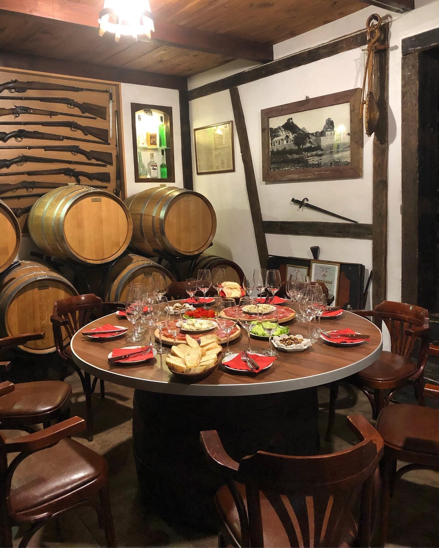 Wine tasting with traditional food served in Masanovic winery in NP Skadar Lake Montenegro