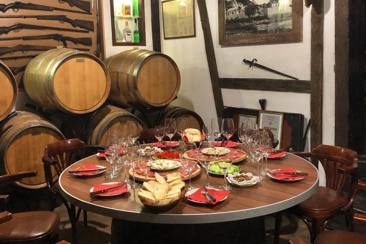 Wine tasting with traditional food served in Masanovic winery in NP Skadar Lake Montenegro