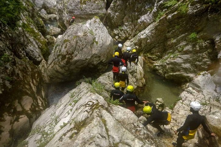 Group of tourists exploring Nevidio Canyon, Montenegro