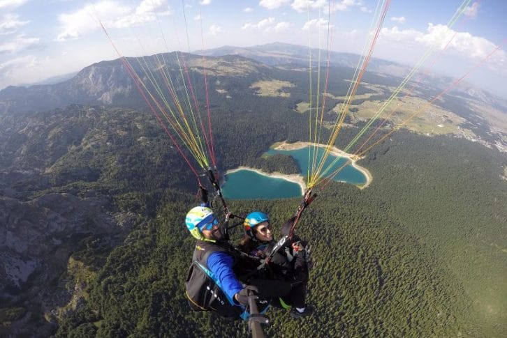 11Fly over beautiful Black Lake mountains tandem paragliding Savin Kuk with Montenegro Adventure