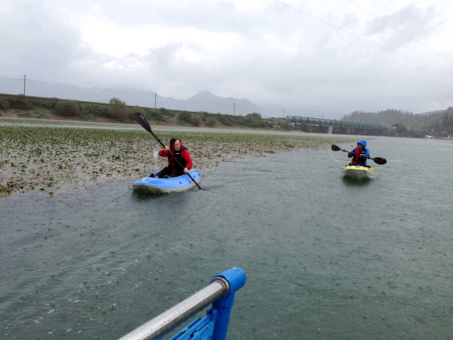 People enjoy kayaking on Skadar Lake