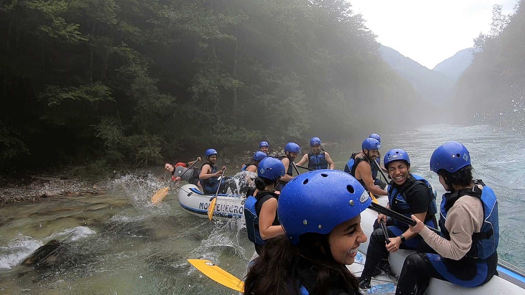 Rafting Tara splashing and laughing