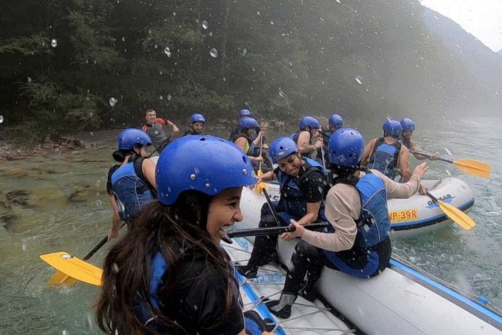 Rafting Tara splashing and laughing
