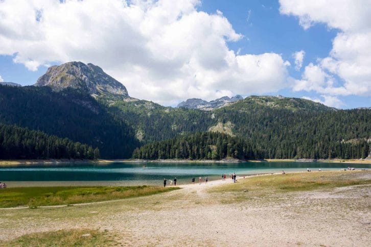 People enjoy beautiful nature and air, Black Lake Montenegro
