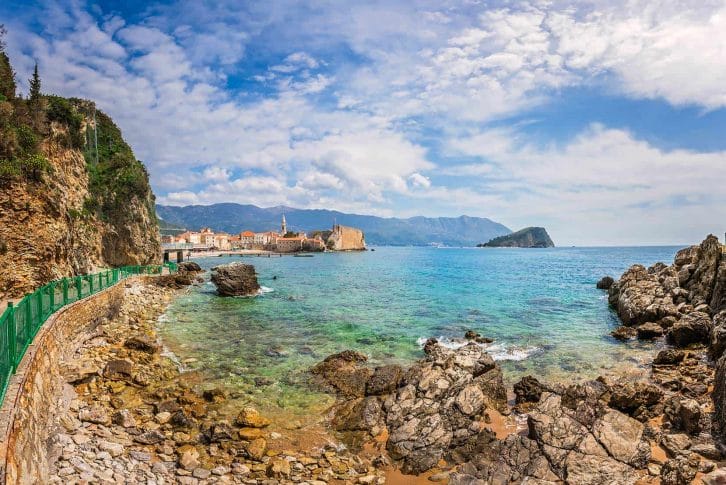Panorama of the coast near Budva old town