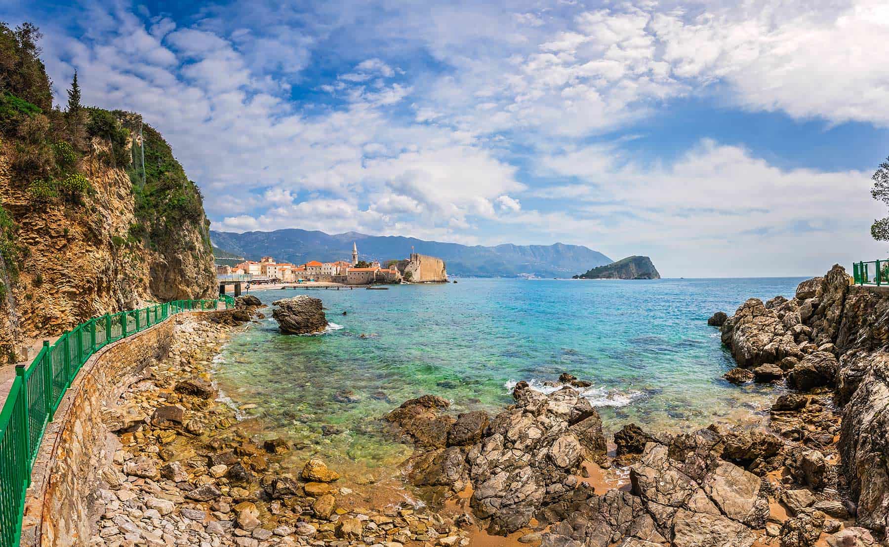 Panorama of the coast near Budva old town