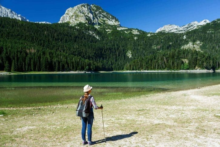 Hiker enjoying the view at the Black Lake