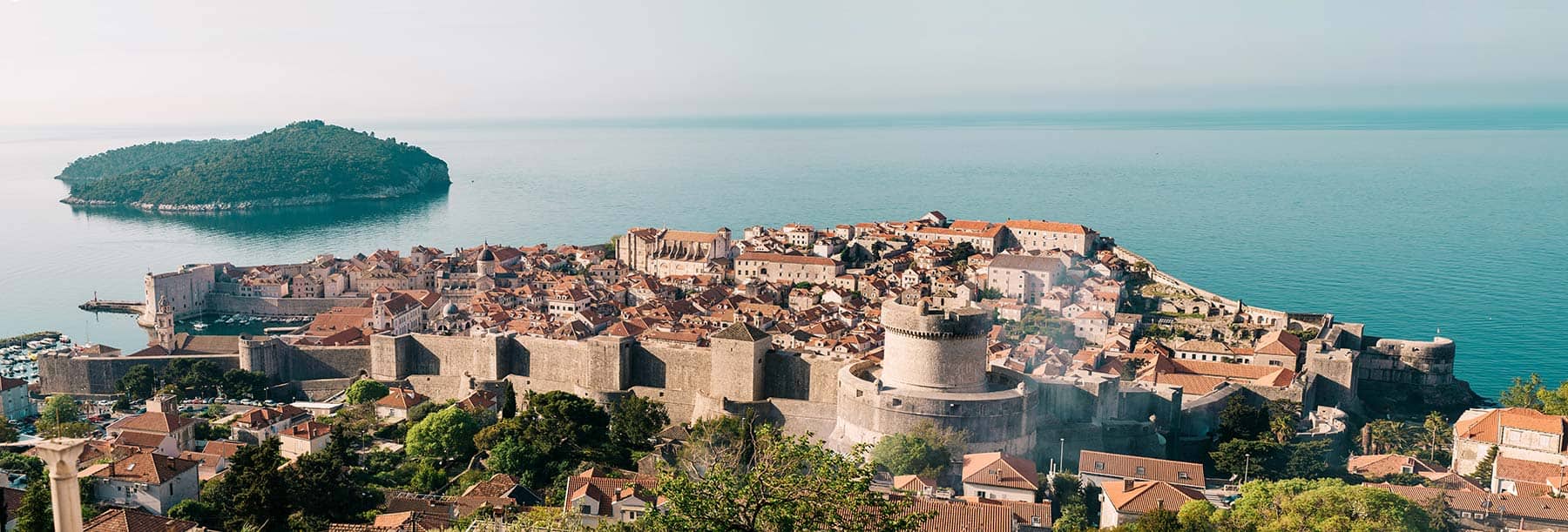 Panoramic view of the beautiful Old Town in Dubrovnik