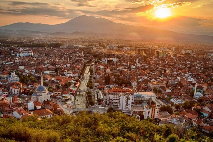 Prizren panorama sunset Kosovo