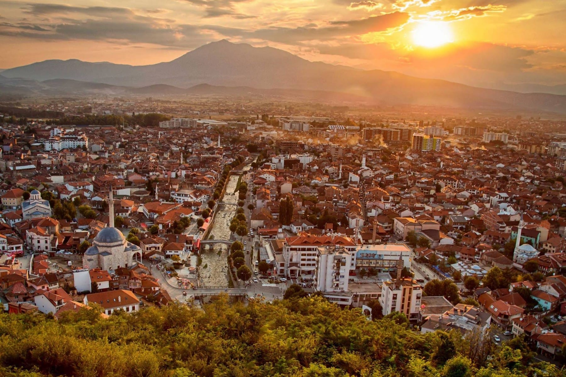 prizren panorama sunset kosovo
