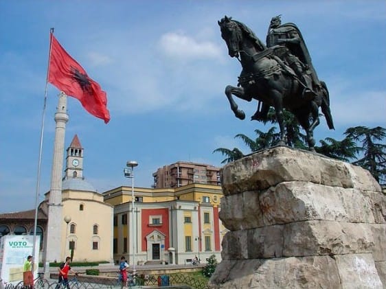 Skanderbeg Monument in Tirana Albania