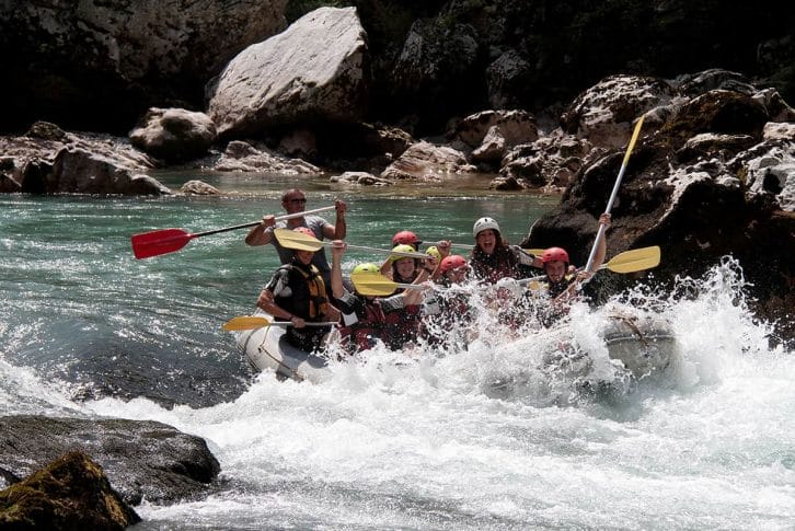 People enjoy at rafting, Tara river