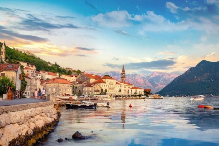 City and bay of Perast in Montenegro