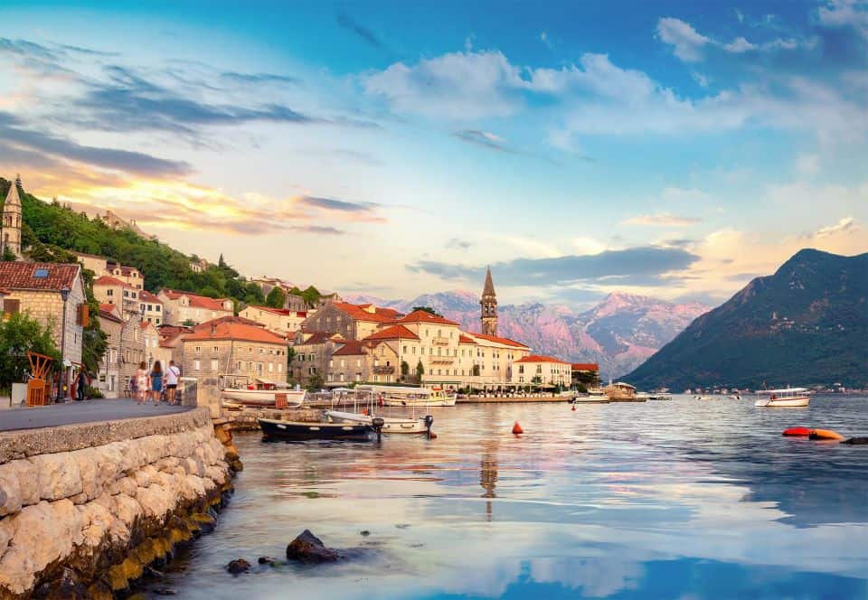 City and bay of Perast in Montenegro