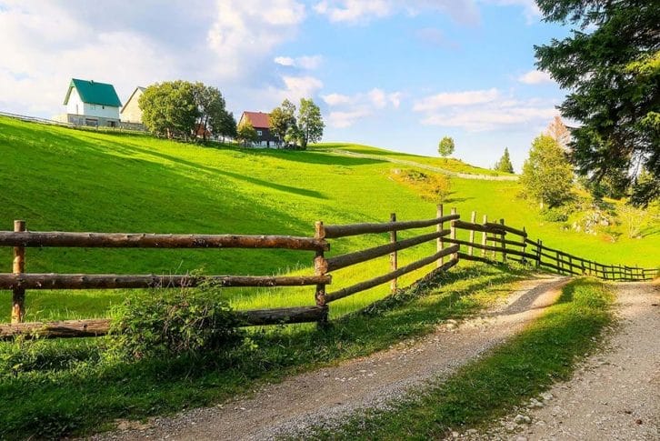 Green farmscape in Durmitor National Park