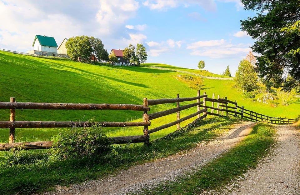 Green farmscape in Durmitor National Park