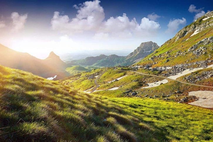 Scenic valley at Durmitor National Park in Montenegro