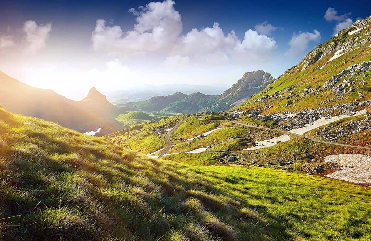 Scenic valley at Durmitor National Park in Montenegro