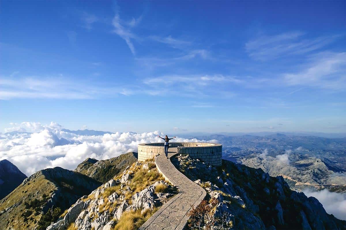 Girl enjoying the stunning view at Njegos Mausoleum