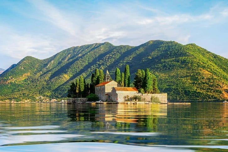 Panoramic view of George Island in Montenegro