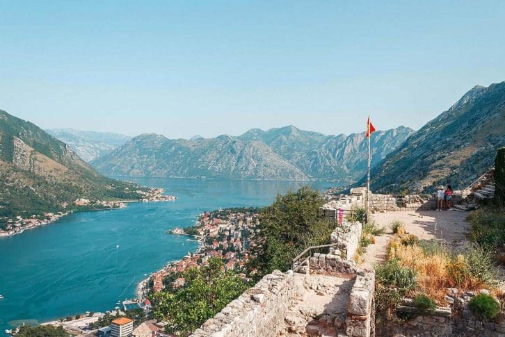 View of the cityscape at the top of Kotor Bay