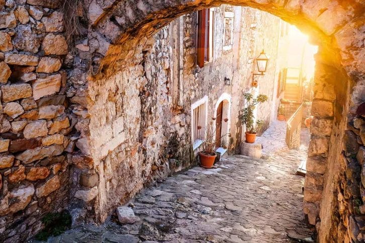 Cozy street of Old Town in Ulcinj Montenegro