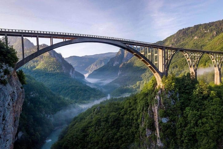 Stunning view of Djurdjevica Tara bridge