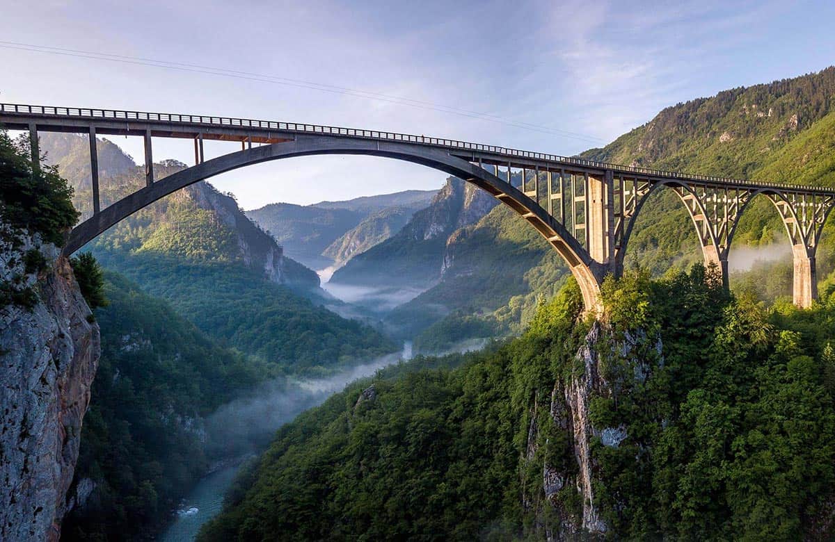 Stunning view of Djurdjevica Tara bridge