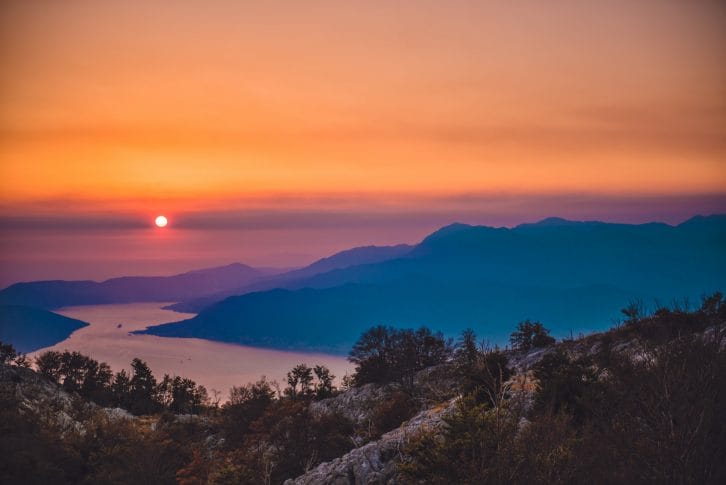 Bay of Kotor sunset Montenegro