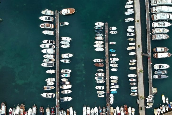 Birding view of the luxury marina in Budva Montenegro