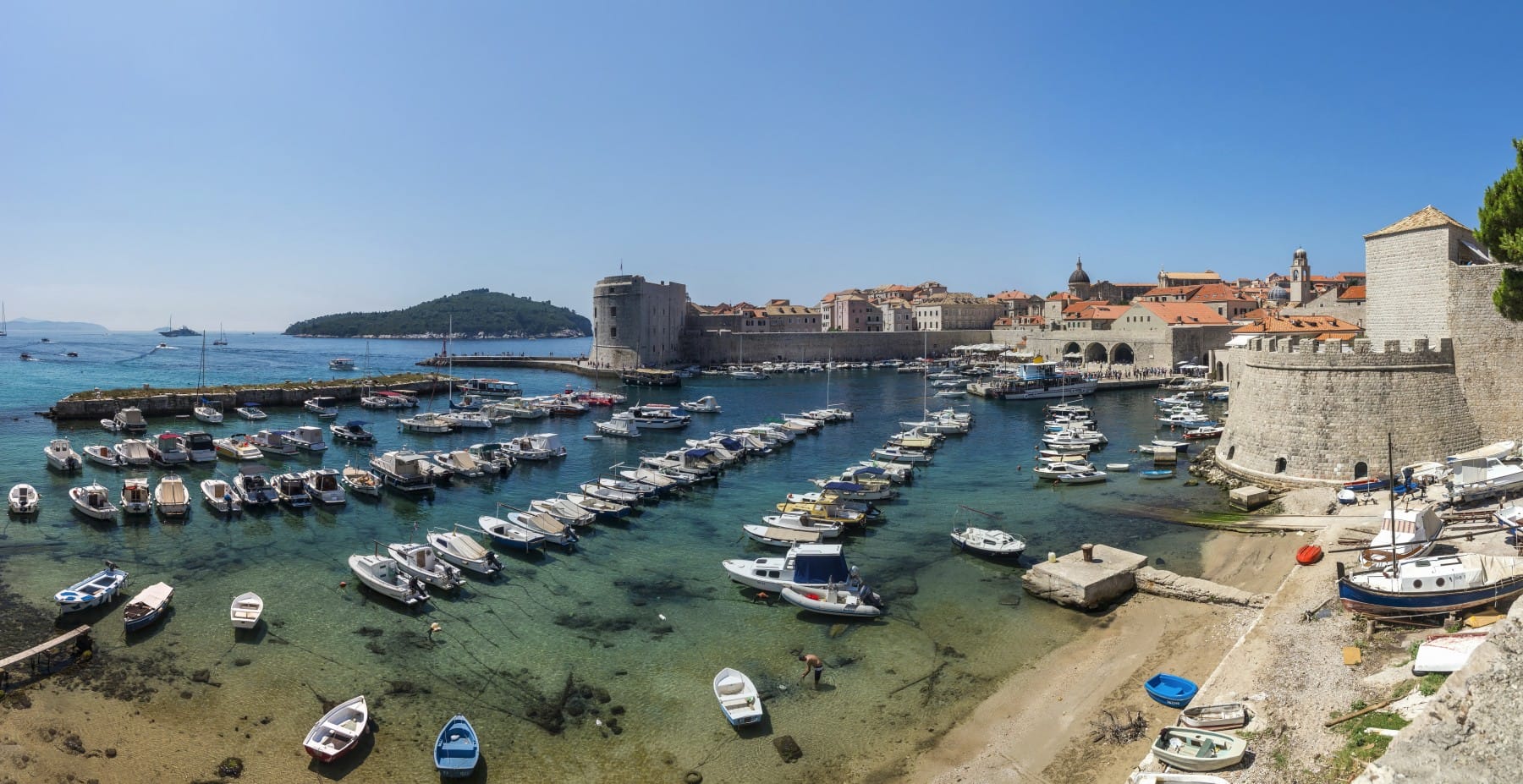 Dubrovnik old town port boats
