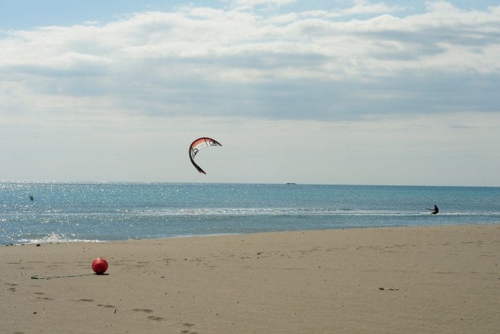 Kite surfing sandy Long Beach Ulcinj Montenegro