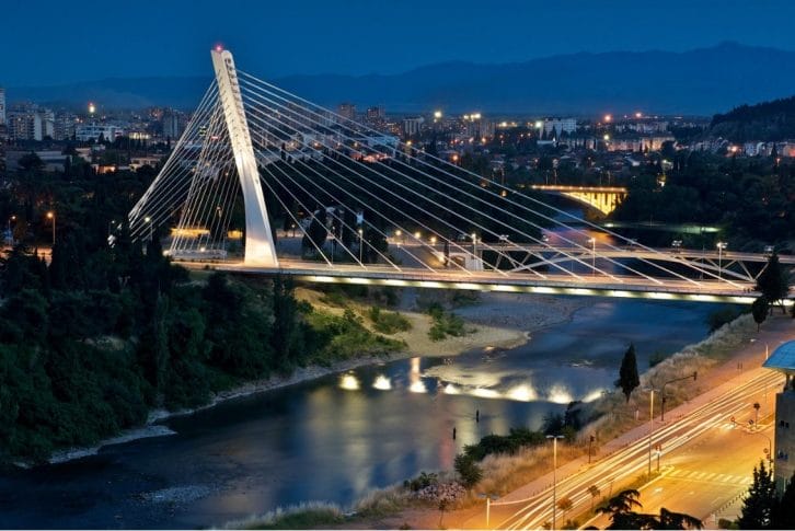 Millenium Bridge in Podgorica over Moraca River Podgorica Montenegro