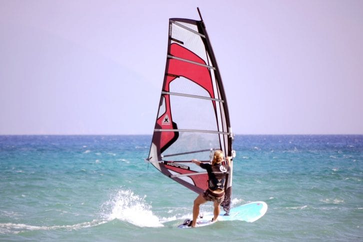 Windsurfing on Adriatic sea Ulcinj Montenegro