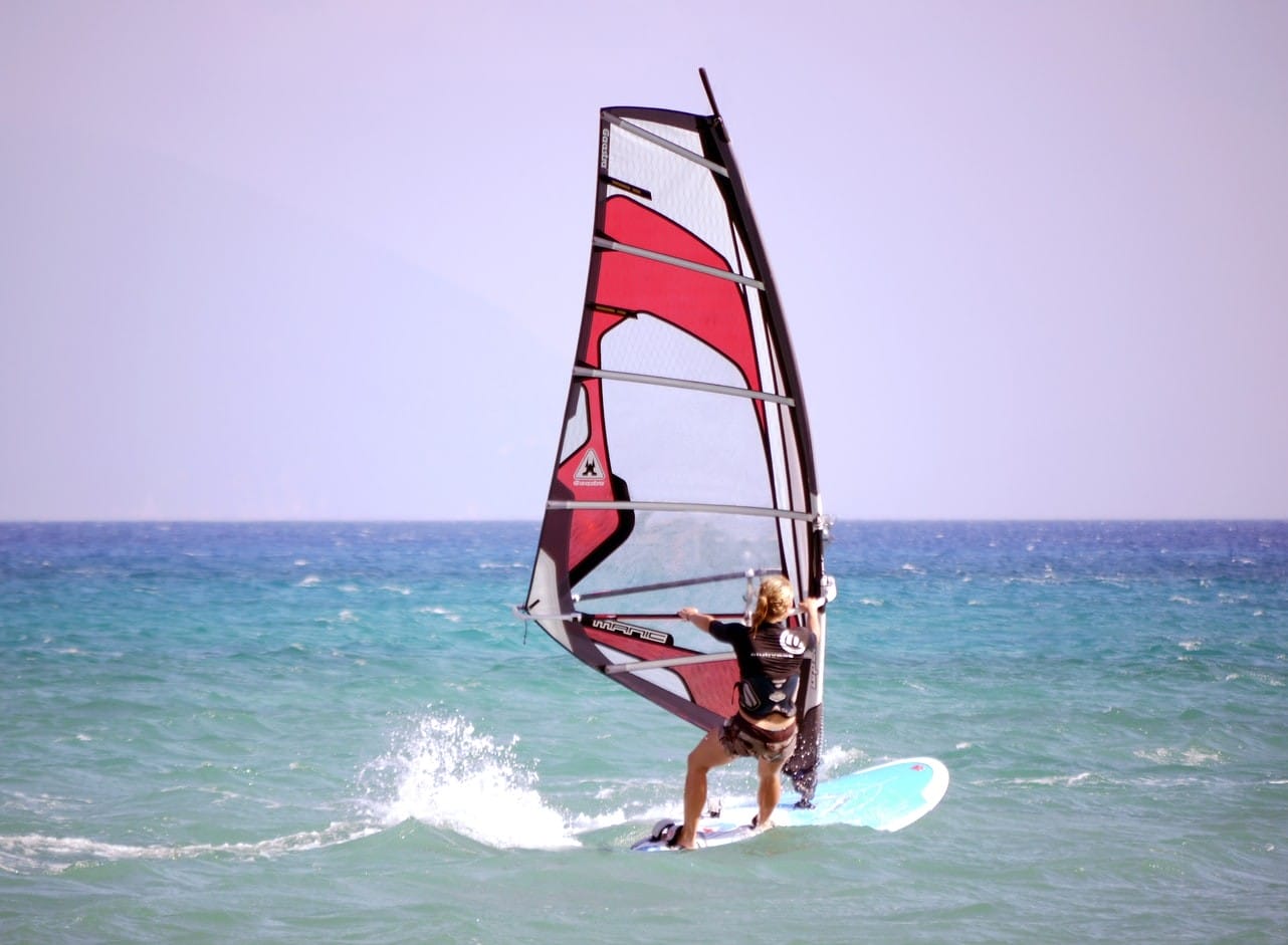 Windsurfing on Adriatic sea Ulcinj Montenegro