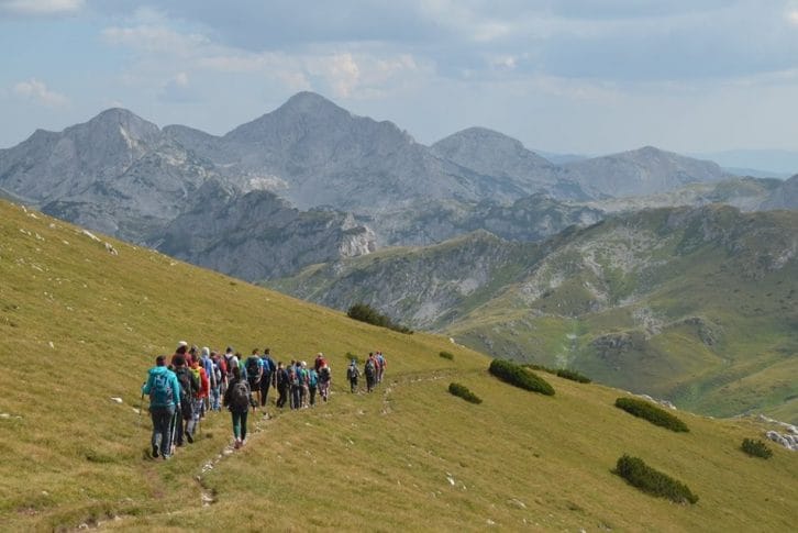 Hiking group go on the slopes -Montenegro