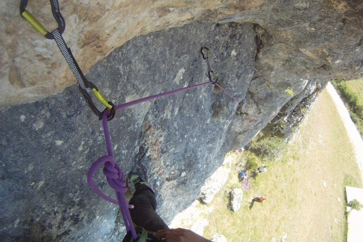 Rock climbing Durmitor on a wall