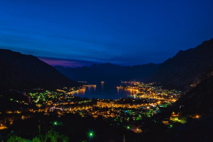Bay of Kotor at night