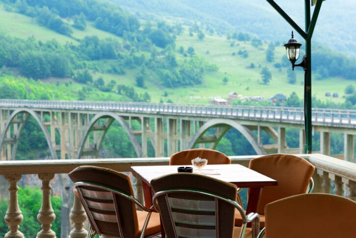 Nice look from cafes to Đurđevića Tara Bridge