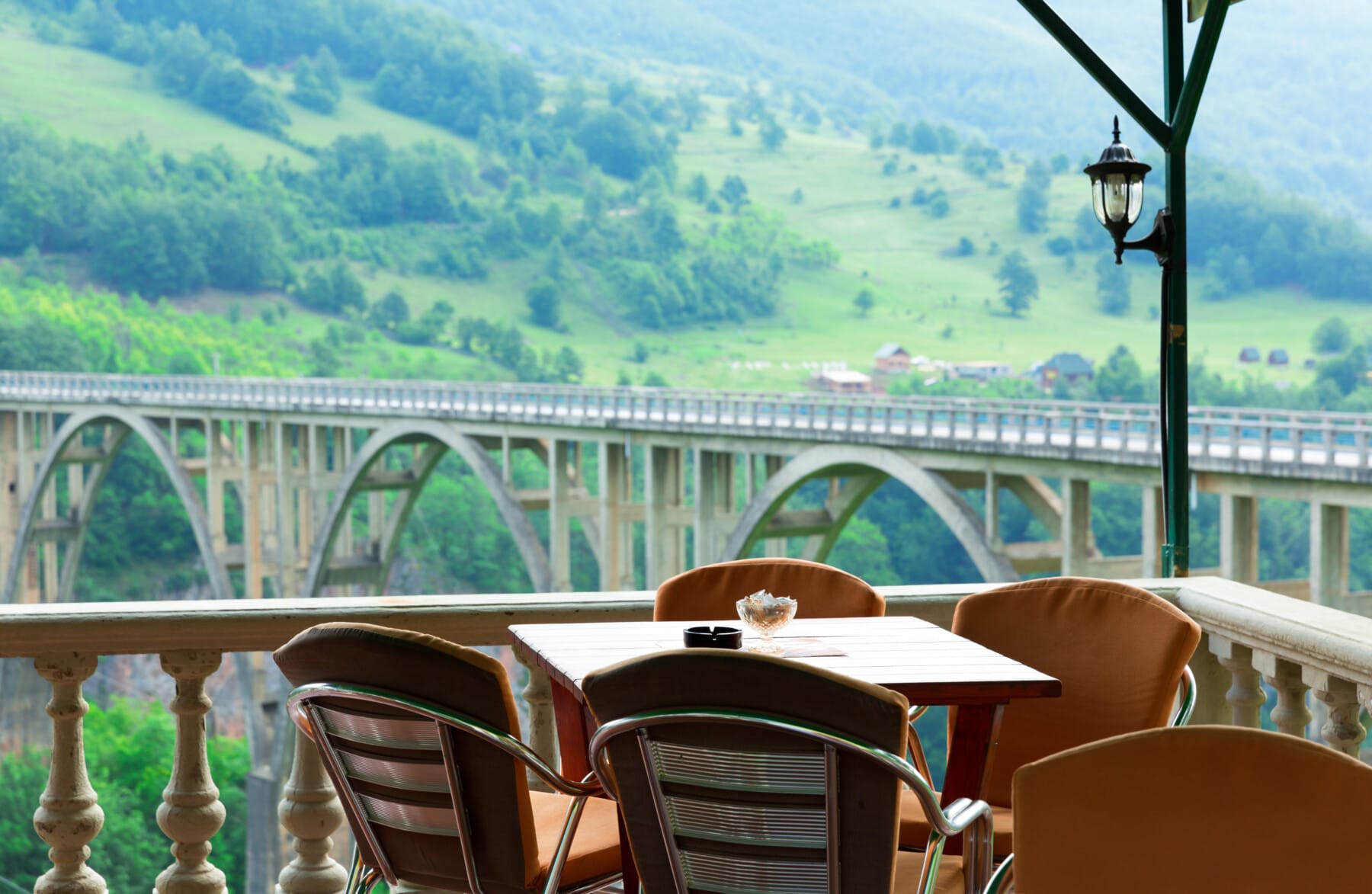 Nice look from cafes to Đurđevića Tara Bridge