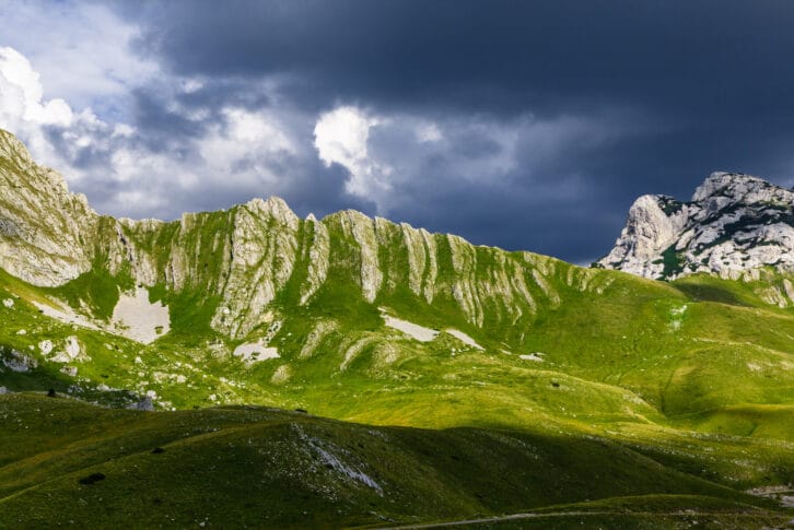 Panoramic view in Durmitor, Montenegro. Mountain road.