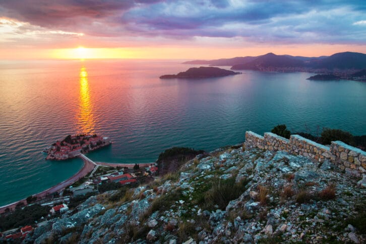 Sunset at Sveti Stefan, Montenegro
