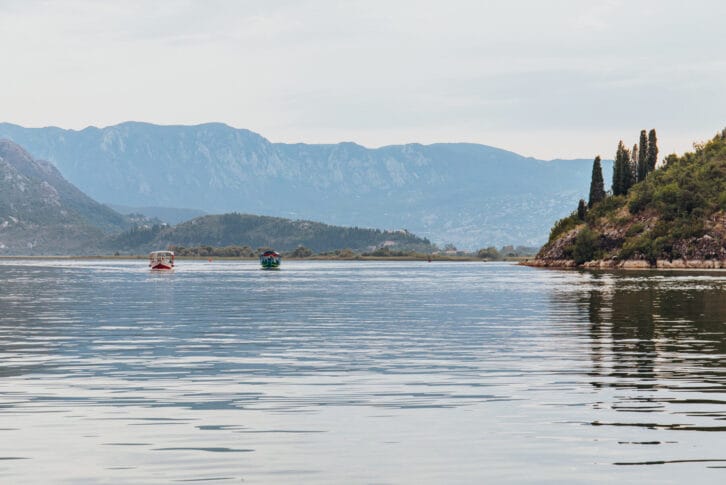 Touristic passenger boat on an excursion to Lake Skadar National Park in Montenegro