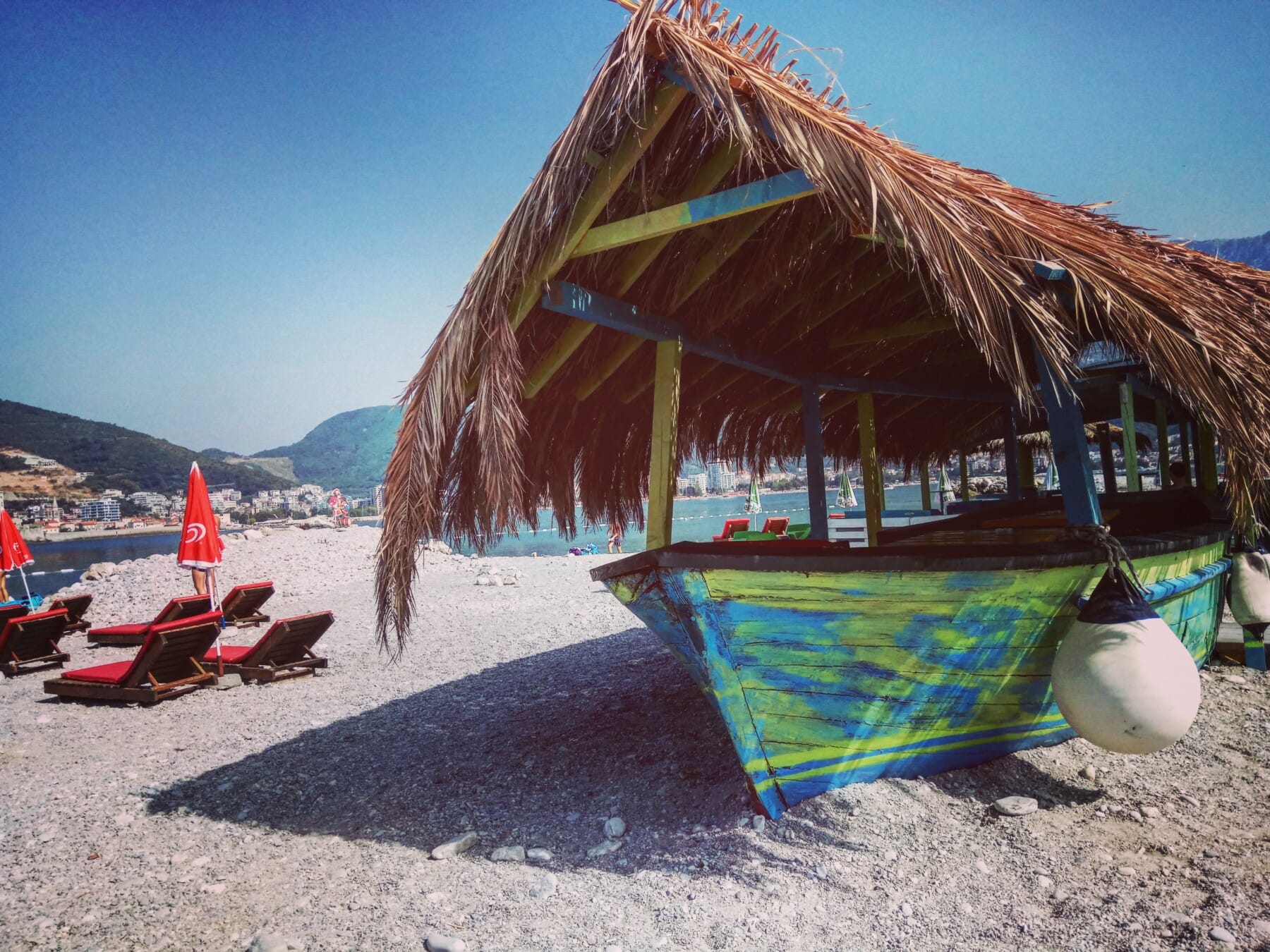 The beach on St Nicholas Island near Budva